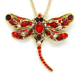 Red DRAGONFLY Pendant Necklace